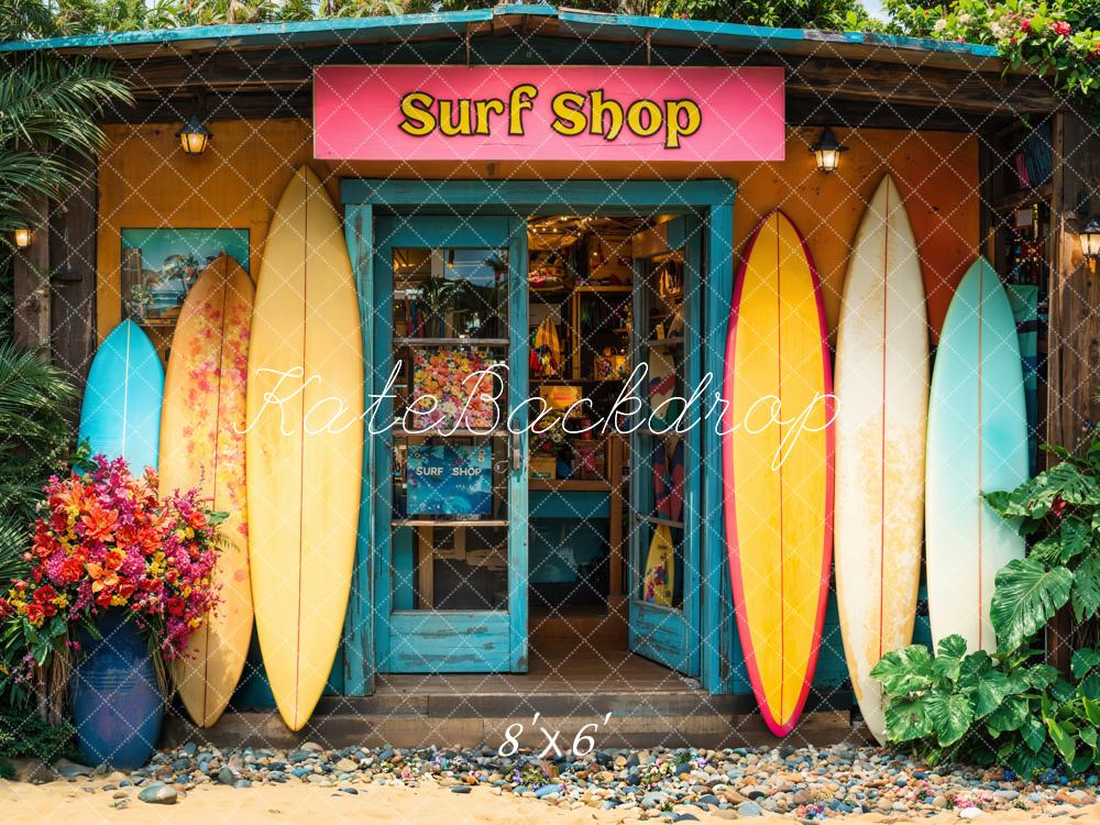 Kate Summer Beach Surf Shop Surfboards Backdrop Designed by Emetselch