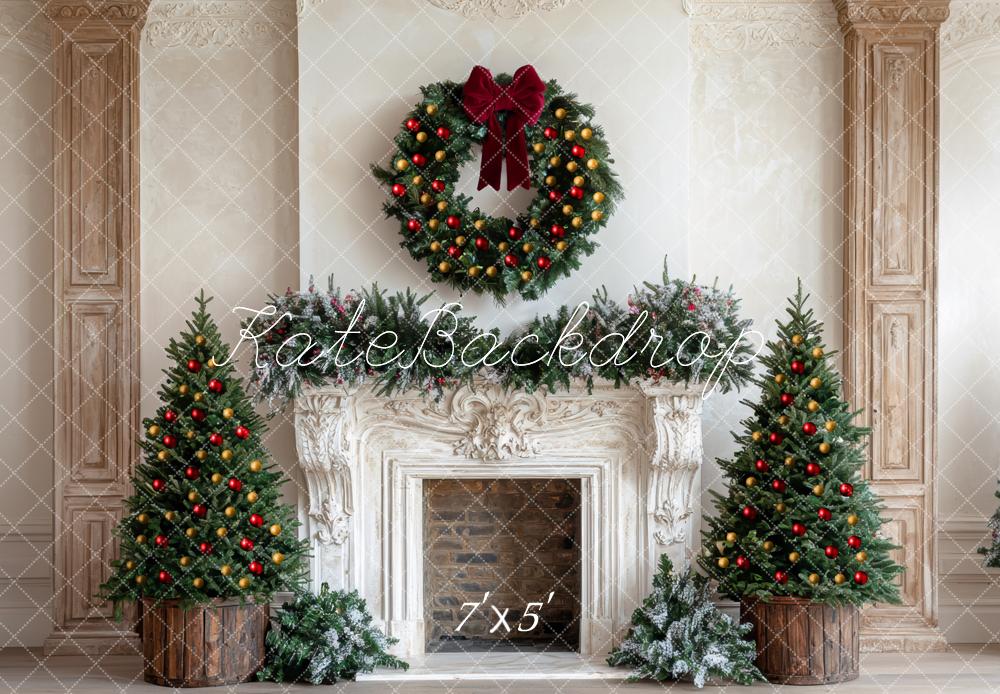 Corona de Navidad de Kate Fondo de Chimenea Blanca Diseñado por Mini MakeBelieve
