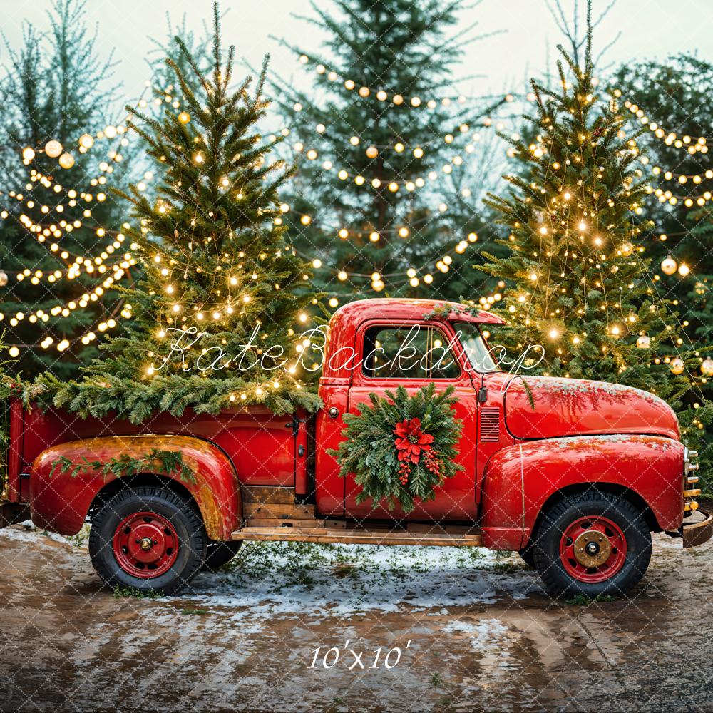 Kate Christmas Tree Red Truck Backdrop Designed by Emetselch