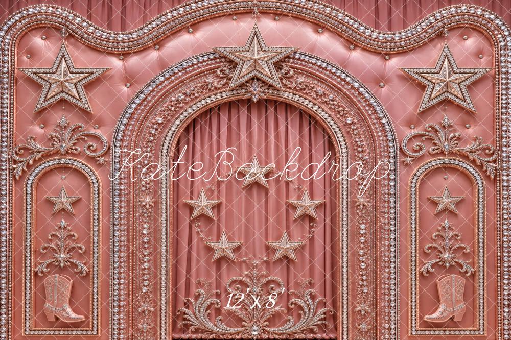 Kate Western Star Arch Cowboy Boots Pink Printed Backdrop Designed by Vertigo Productions