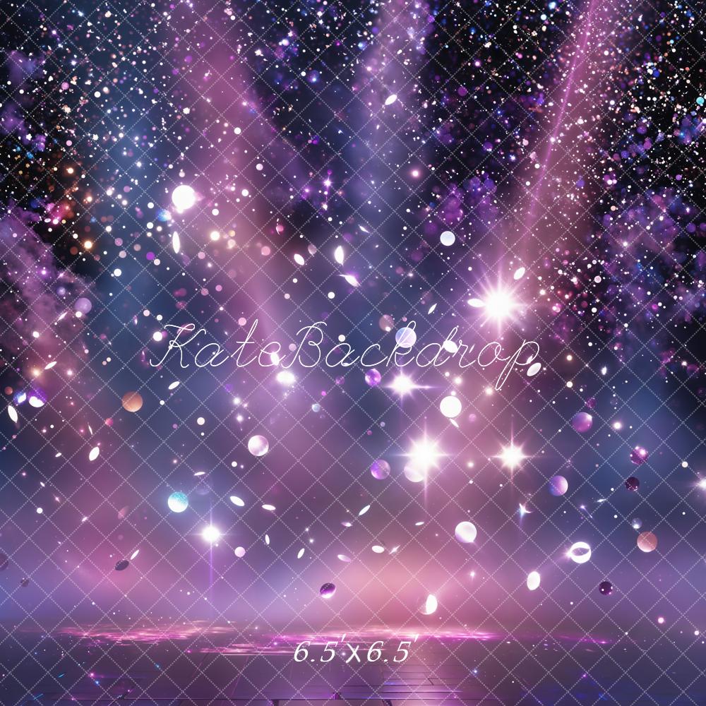 Kate Purple Glitter Light Rays Futuristic Floor Backdrop Designed by Chain Photography