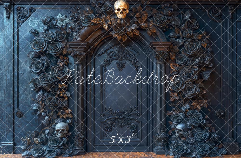 Kate Halloween Skull Rose Arched Wall Dark Backdrop Designed by Emetselch