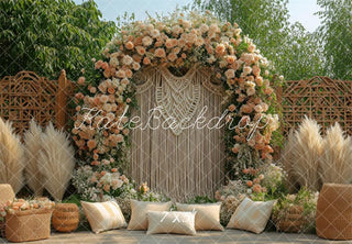 Arco Floreale Bohemien con Sfondo in Erba Pampas Designed by Mini MakeBelieve