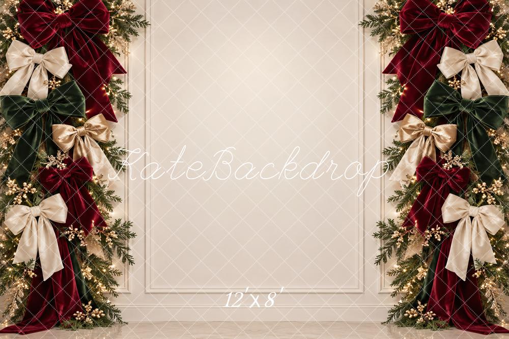 Kate Christmas Garland Bows Elegant Holiday Wall Printed Backdrop Designed by Vertigo Productions