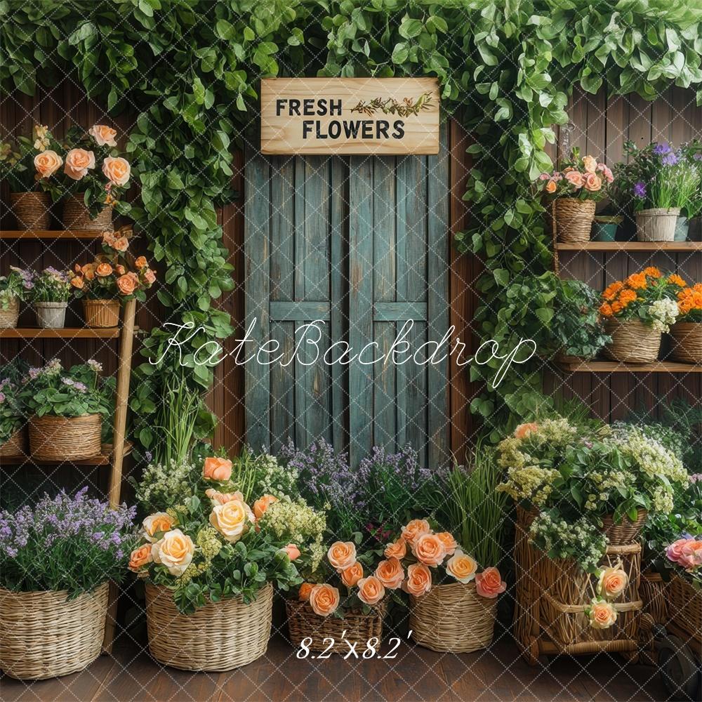 Tienda de Flores de Primavera Fondo Rústico Diseñado por Mini MakeBelieve