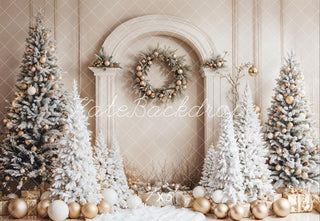Fondo de pared arqueado retro de invierno navideño diseñado por Emetselch