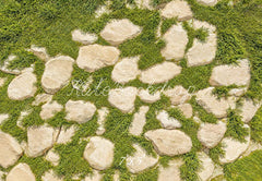Kate Cobblestone with Green Grass Floor Printed Backdrop Designed by Kate Image