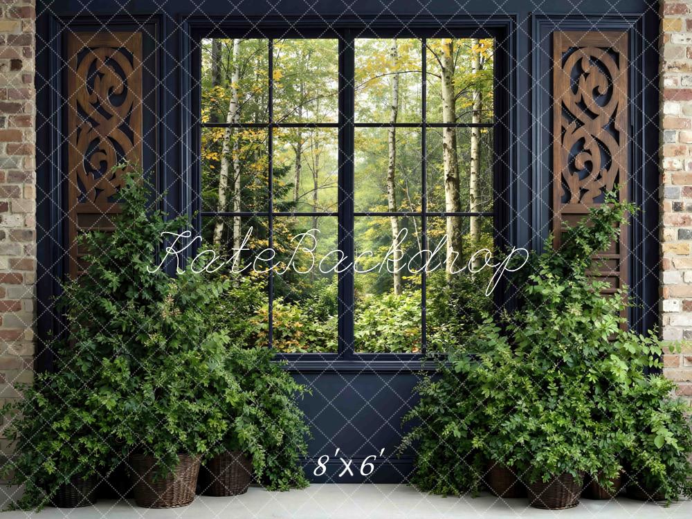 Kate Father's Day Greenery Window Forest View Printed Backdrop Designed by Mini MakeBelieve