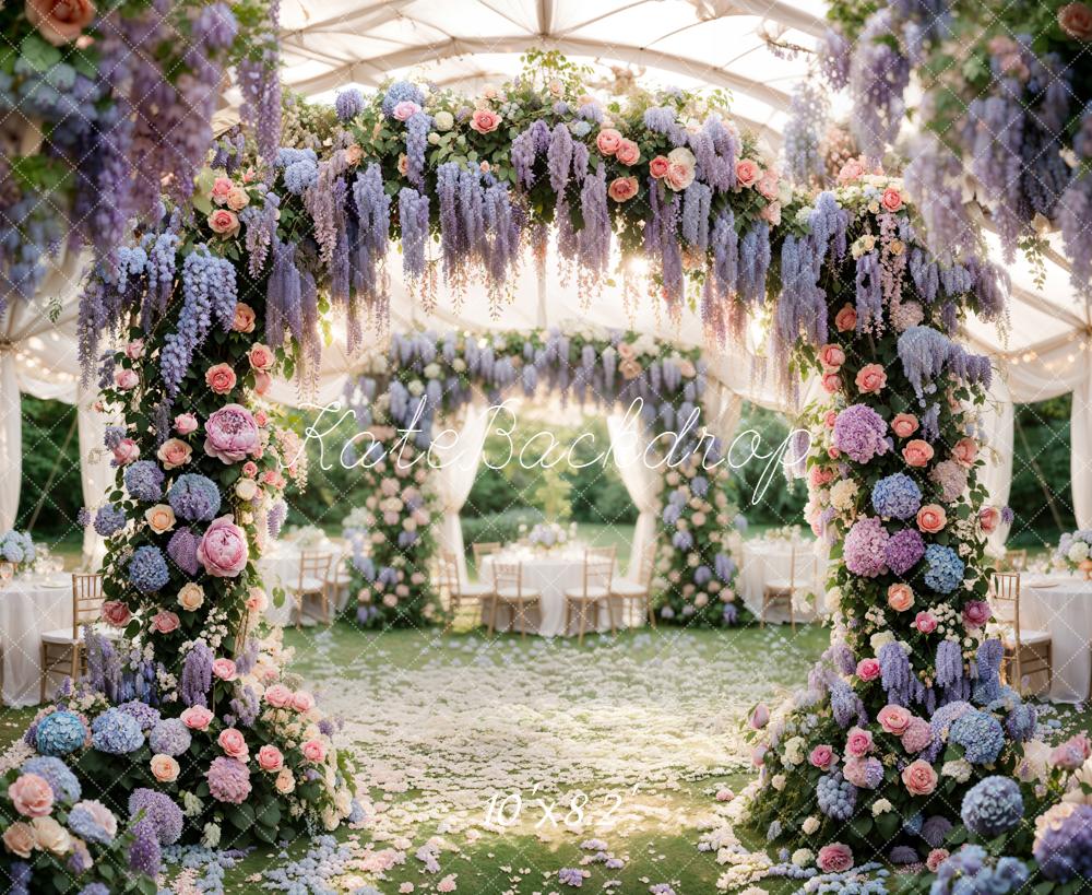 Kate Spring Flower Arch Pastel Floral Garden Printed Backdrop Designed by Emetselch