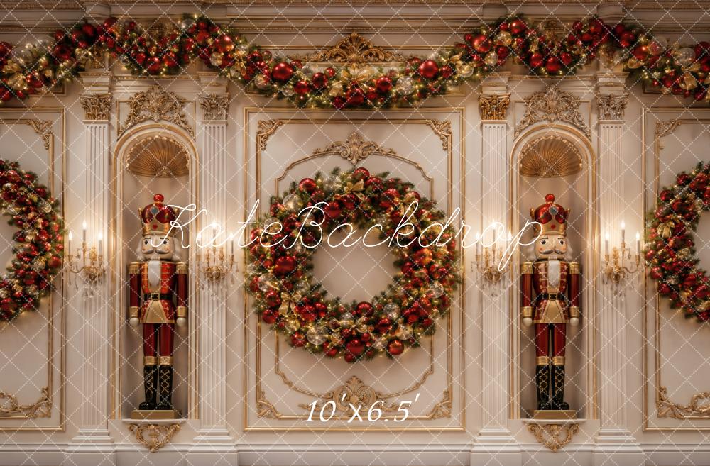 Kate Christmas Nutcracker Wreath Garland Vintage Wall Printed Backdrop Designed by Vertigo Productions