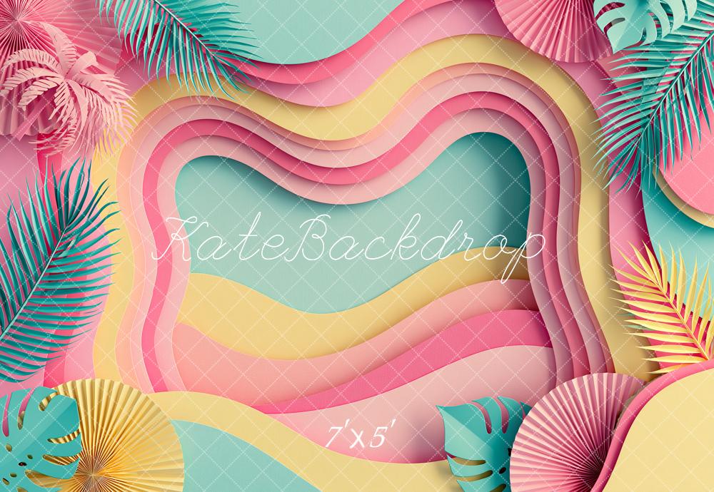 Kate Summer Layered Paper Tropical Palm Leaves Printed Backdrop Designed by Angela Miller