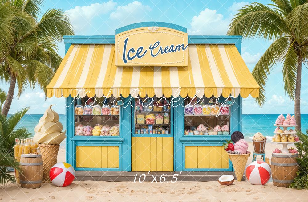 Kate Summer Beach Ice Cream Shop Backdrop Designed by Emetselch