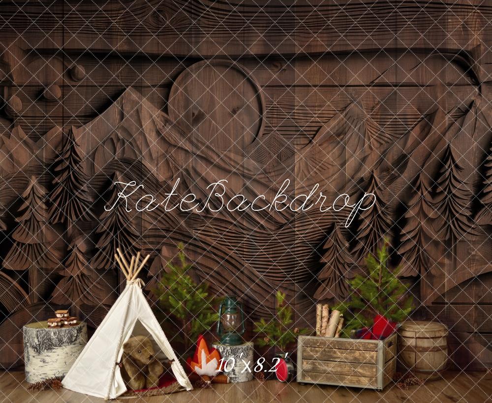 Kate Camping Forest Teepee Carved Wall Backdrop Designed by Mandy Ringe Photography