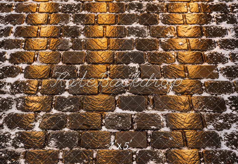 Kate Winter Night Snowy Brick Floor Printed Backdrop Designed by Kate Image