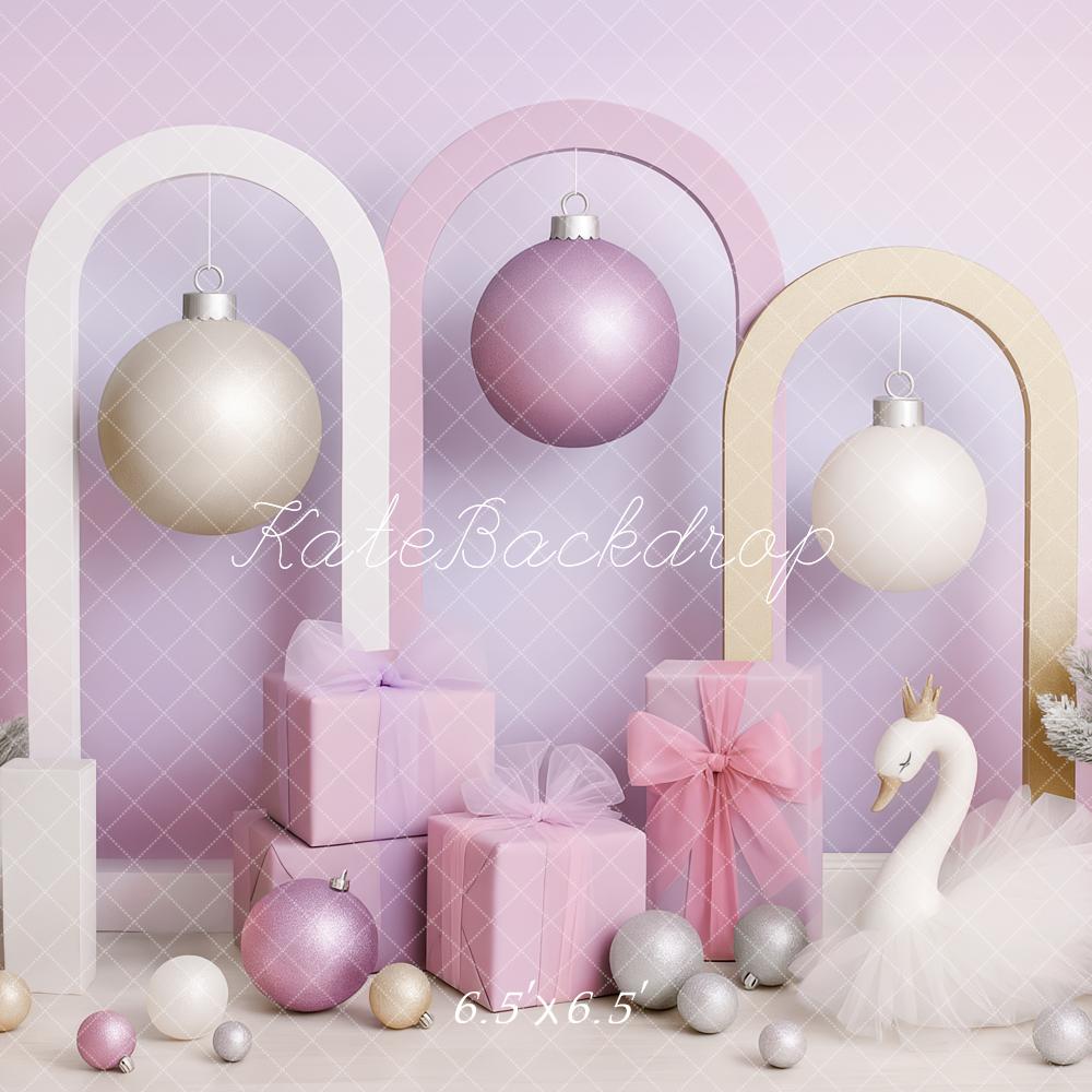 Kate Christmas Swan Ornament Purple Backdrop Designed by Patty Roberts