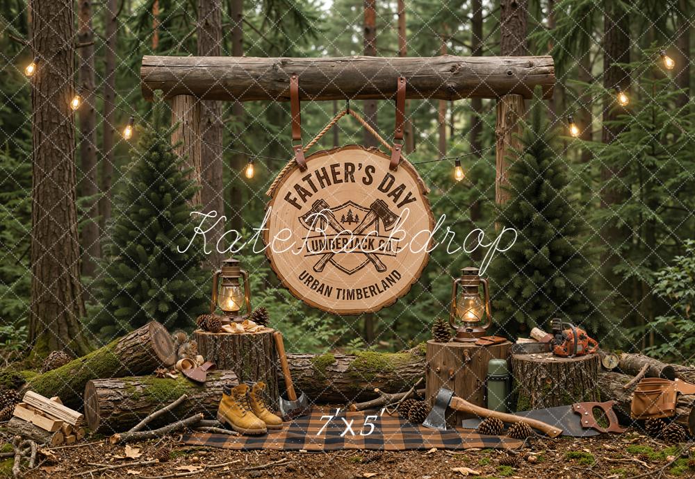 Kate Father's Day Lumberjack Forest Camp Printed Backdrop Designed by Emetselch