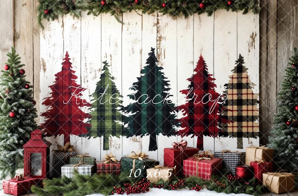 Kerst Plaid Bomen Cadeaus Foto Achtergrond Designed by Patty Roberts