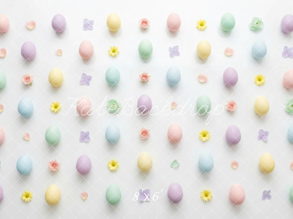 Kate Easter Pastel Eggs Flowers Pattern Backdrop Designed by Mini MakeBelieve