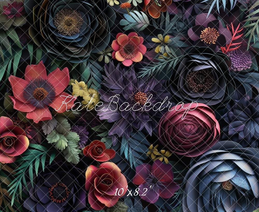 Kate Floral Dark Botanical Backdrop Designed by Kerry Anderson