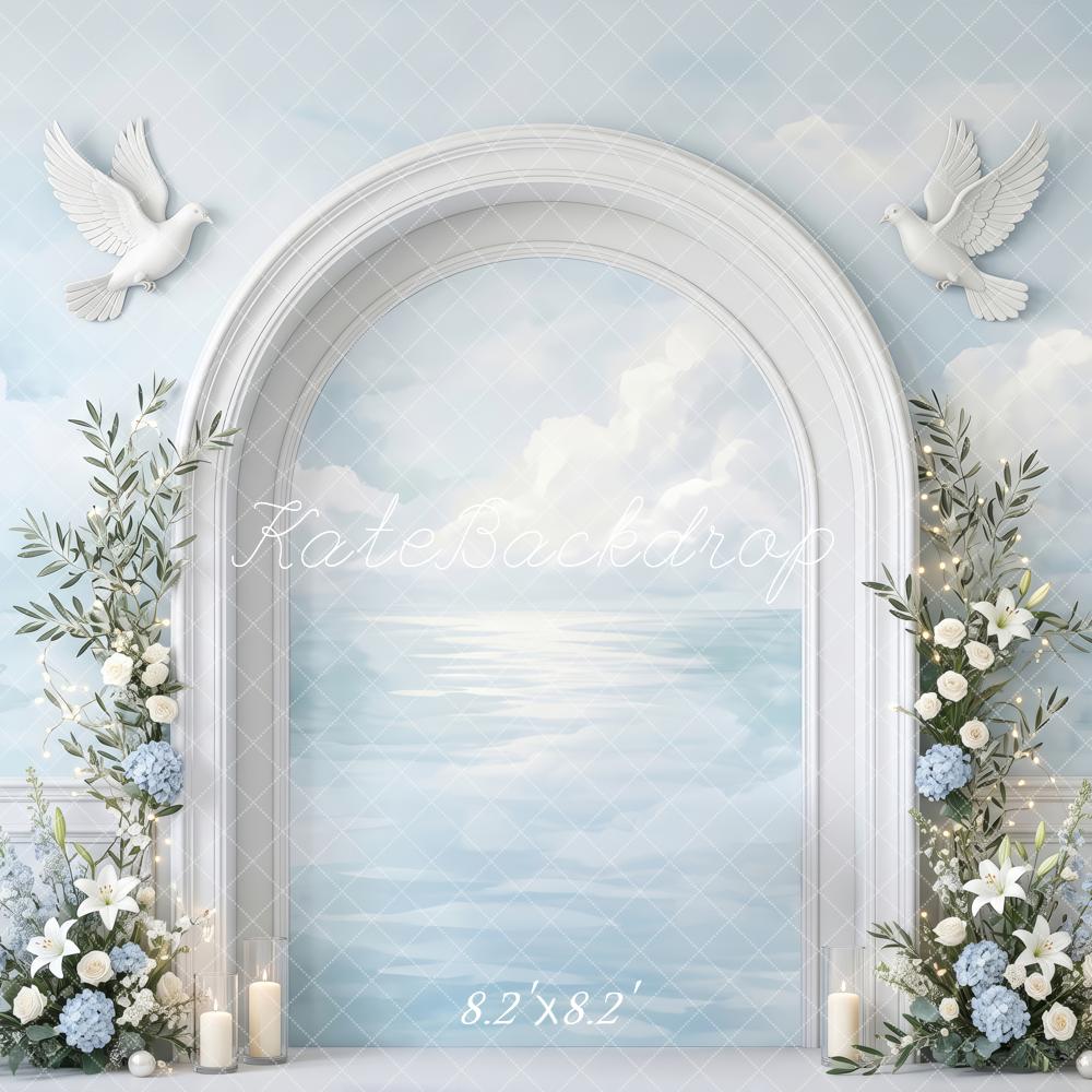 Kate Easter Chapel Doves of Grace Blue Printed Backdrop Designed by Patty Roberts