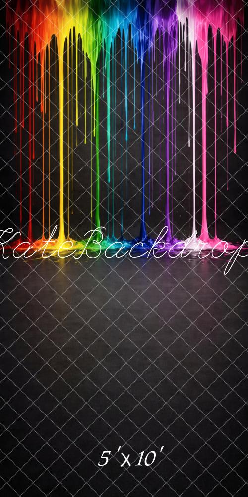 Kate Sweep Rainbow Dripping Paint Abstract Wall Printed Backdrop Designed by Vertigo Productions