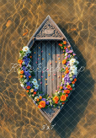 Zomer Weer Gesleten Boot Bloemen Foto Achtergrond Designed by Laura Bybee