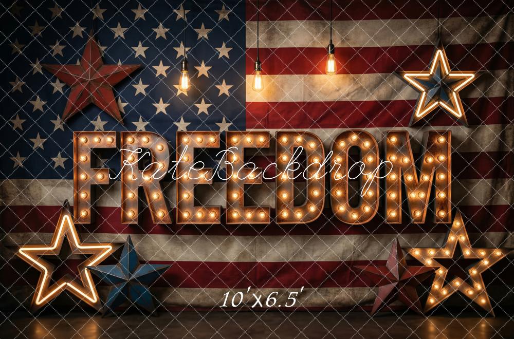 Kate Independence Day Freedom Marquee Stars Hanging Lights Printed Backdrop Designed by Patty Roberts