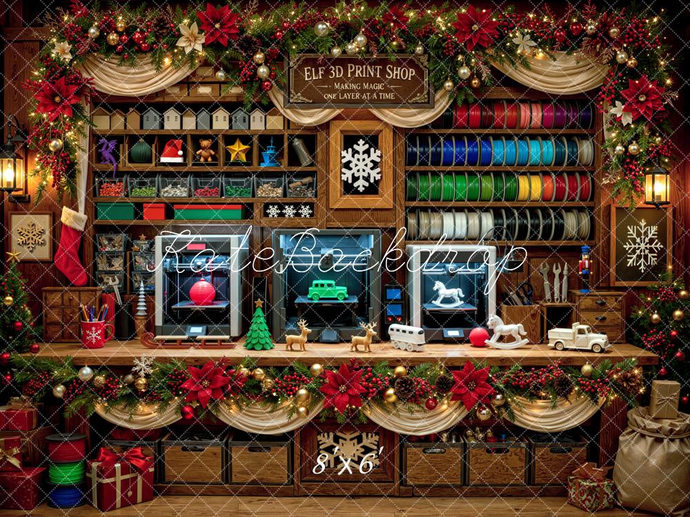 Kate Christmas North Pole 3D Print Wall Elf Craft Workshop Cabinet Printed Backdrop Designed by Mini MakeBelieve