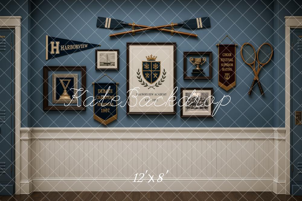 Kate Sports University Blue Wall Academic Harborview Printed Backdrop Designed by Ashley Ward