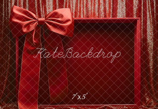 Kate Valentine's Day Red Gift Box Bow Glitter Curtain Printed Backdrop Designed by Emetselch