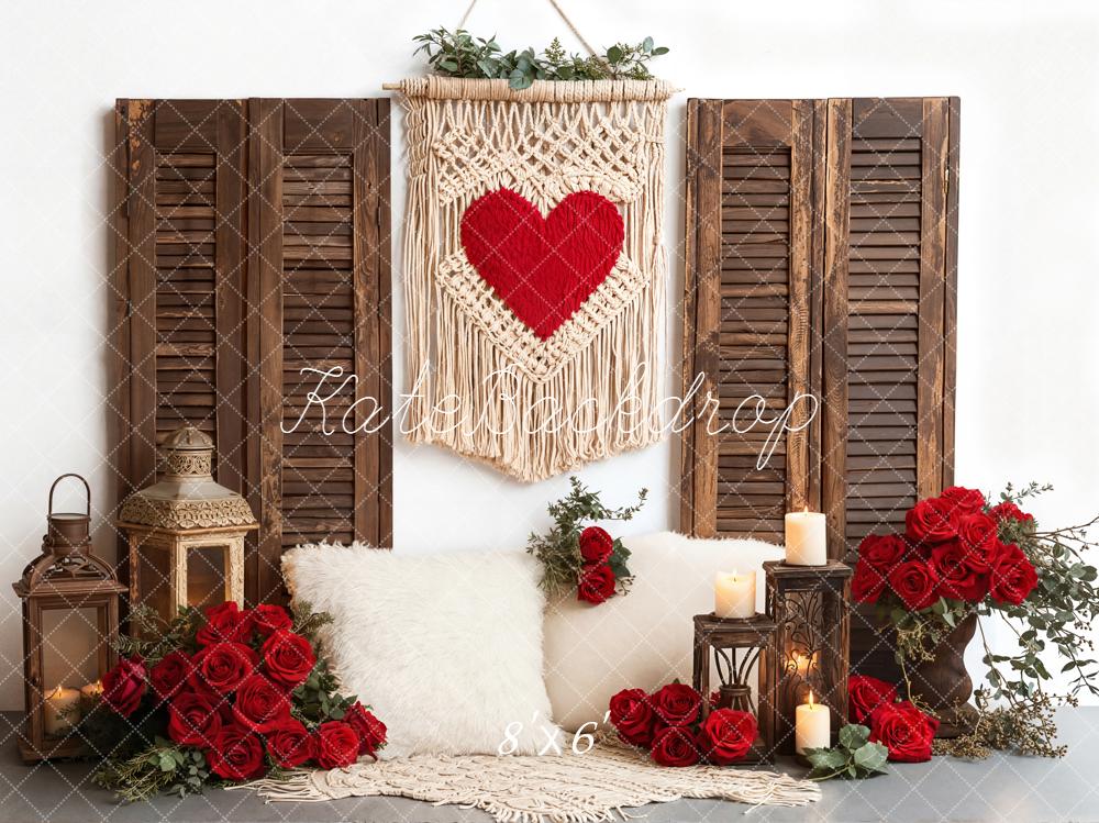 TEST Kate Valentine's Day Heart Macrame Roses Lanterns Backdrop Designed by Emetselch