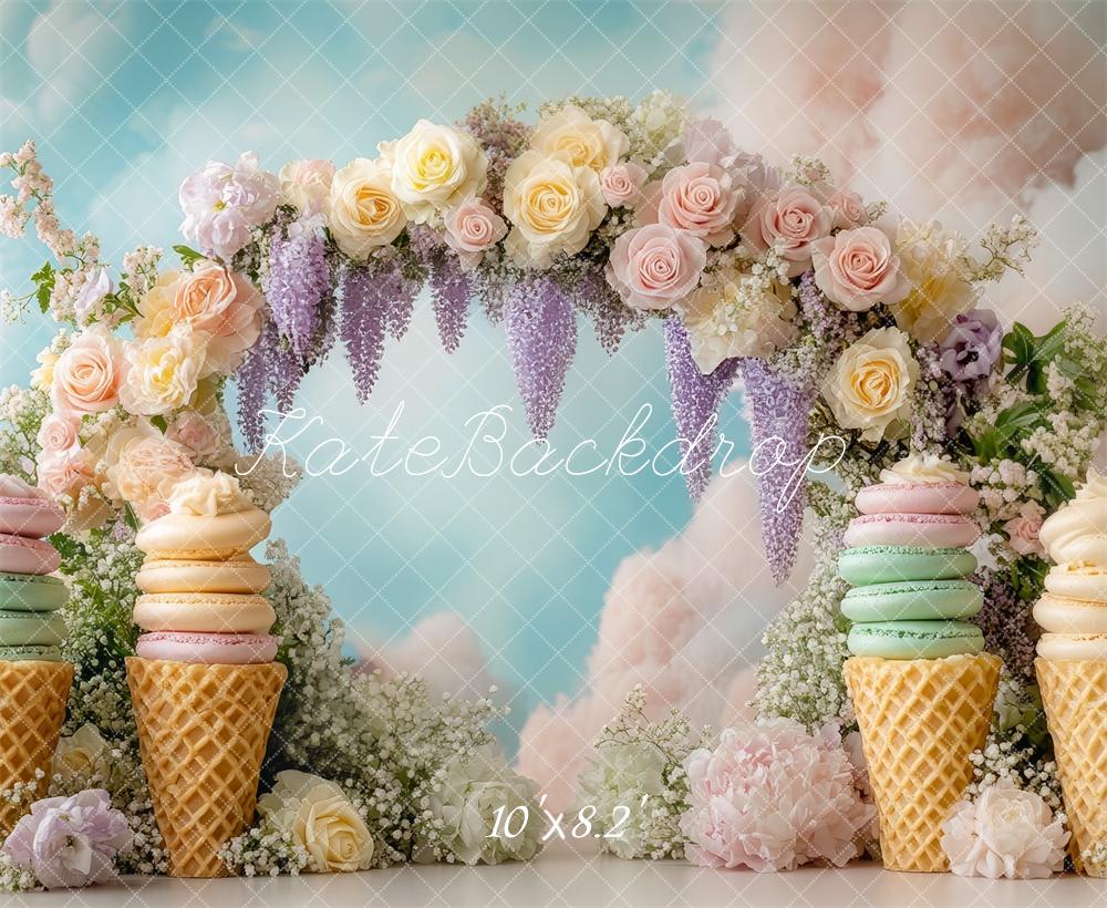 Kate Flower Arch Macarons Ice Cream Backdrop Designed by Mini MakeBelieve
