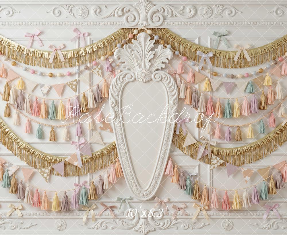 Kate Pastel Tassel Garland Bunting Panel Wall Backdrop Designed by Mini MakeBelieve