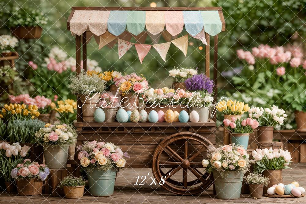 Kate Easter Bunny Flower Cart Pastel Eggs Spring Garden Backdrop Designed by Emetselch
