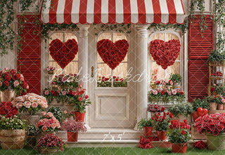 Kate Valentine's Day Red Rose Heart Flower Shop Printed Backdrop Designed by Emetselch