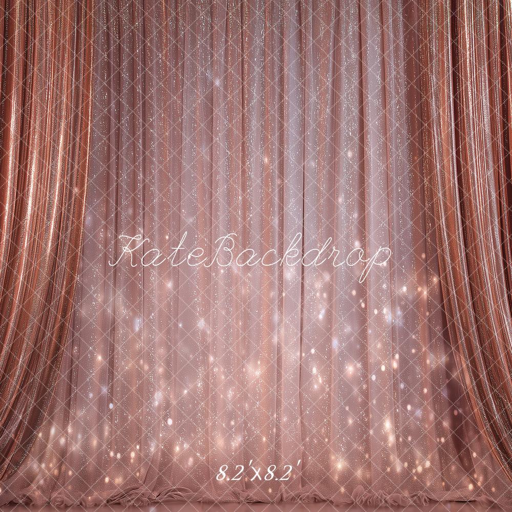 Kate Stage Rose Gold Curtain Bokeh Sparkle Printed Backdrop Designed by Angela Miller
