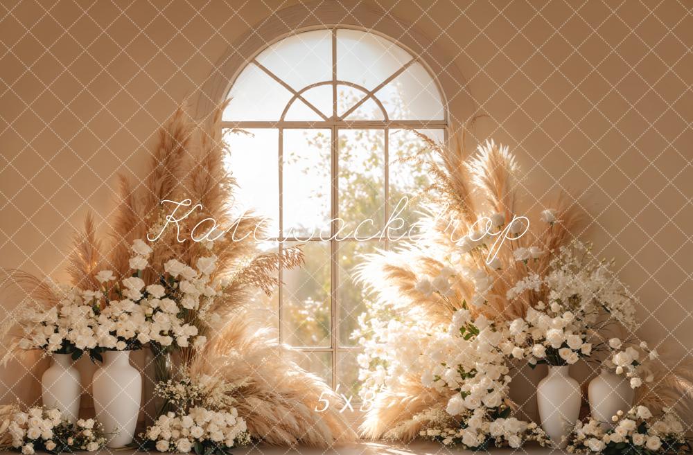 Kate Boho Floral Window Pampas Grass Backdrop Designed by Emetselch