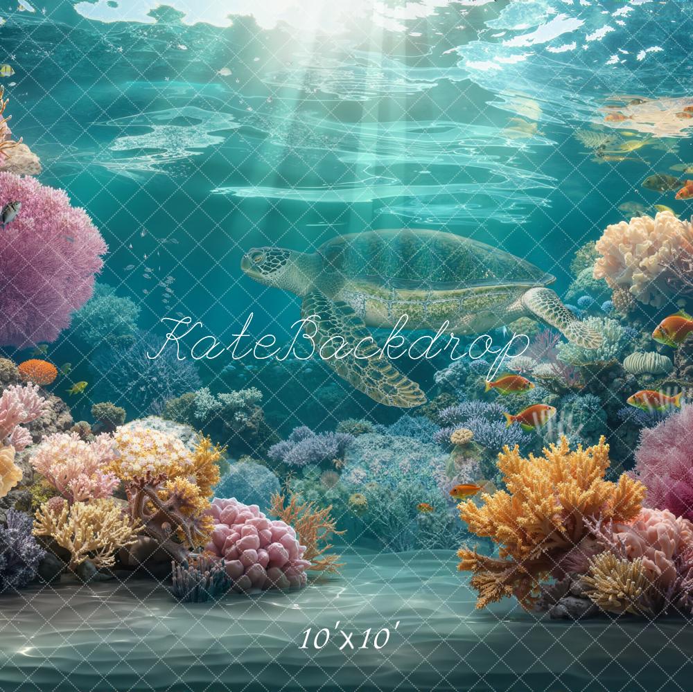 Kate Underwater Coral Reef Fish Sea Turtle Backdrop Designed by Chain Photography