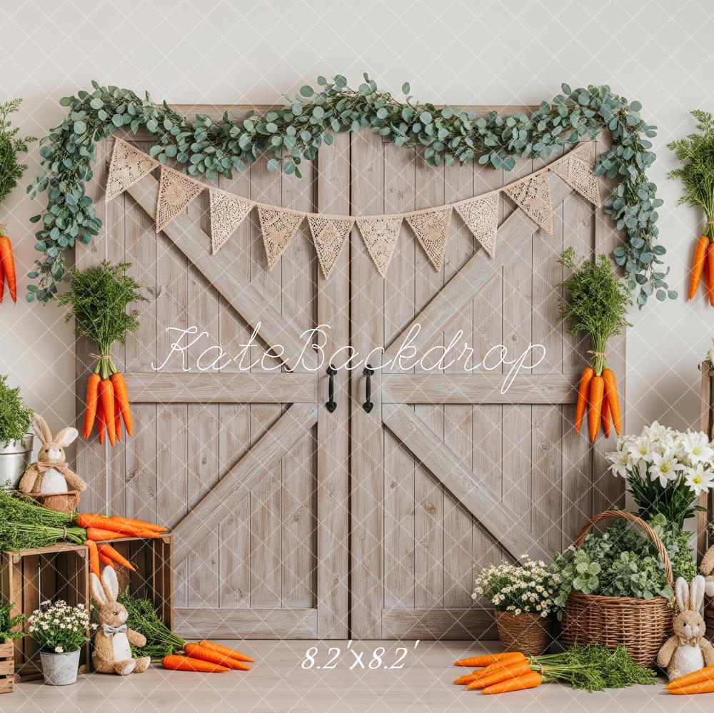 Kate Easter Bunny Carrot Barn Door Backdrop Designed by Patty Roberts