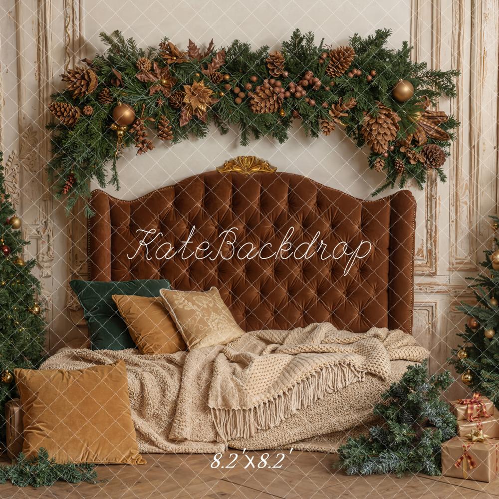 Kate Christmas Tree Headboard Upholstered Garland Backdrop Designed by Emetselch