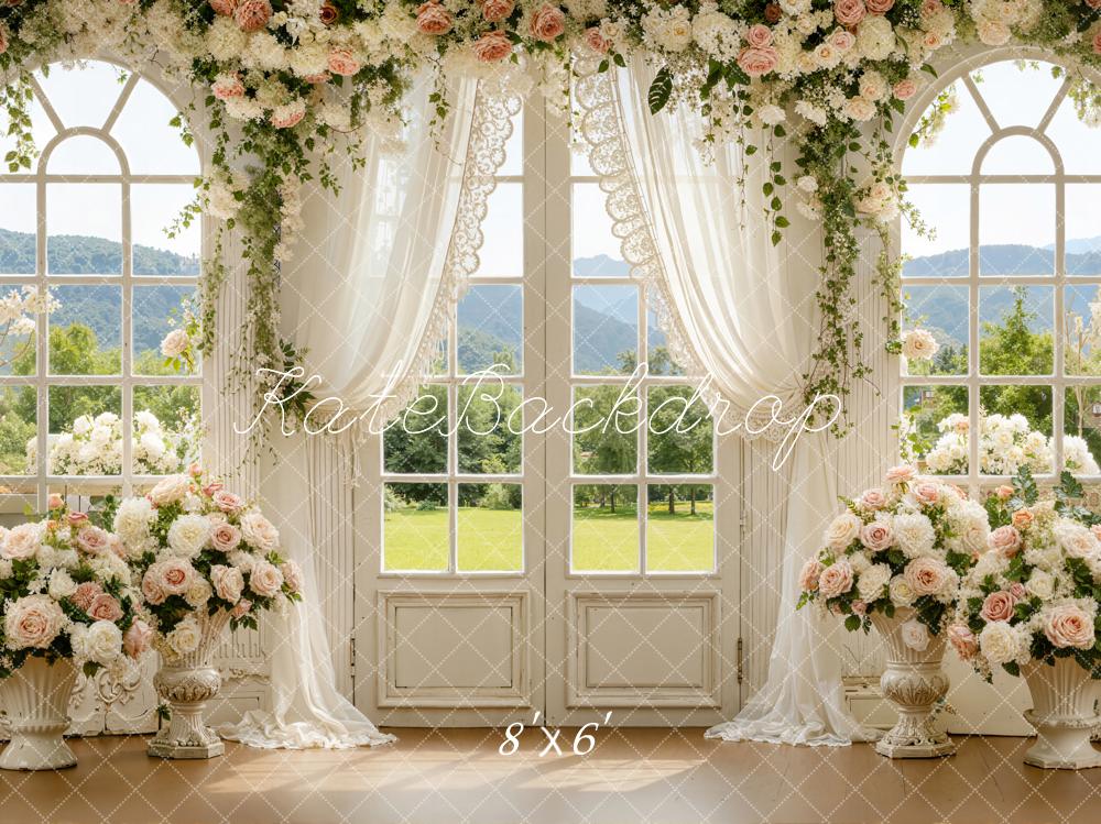 Kate Spring Flower Arch Window Curtain Floral Backdrop Designed by Emetselch