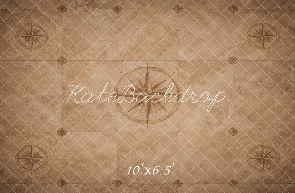 Kate Vintage Compass Brown Floor Printed Backdrop Printed Backdrop Designed by Vertigo Productions