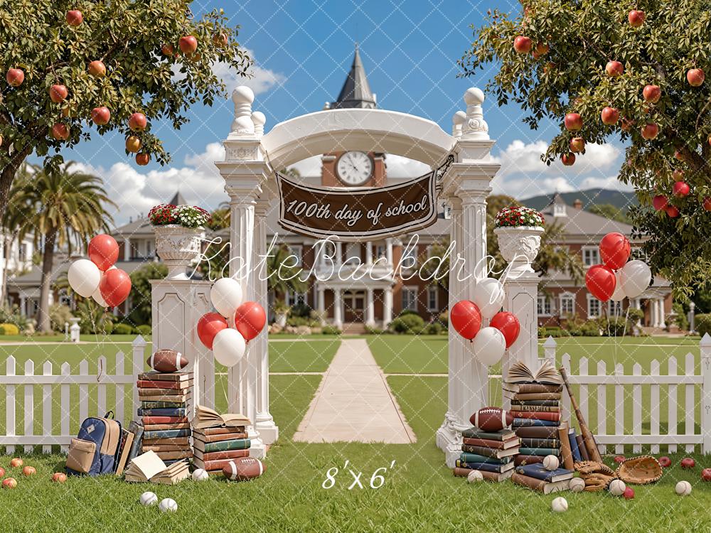 Kate Back to School Arch Balloons Books Sports Equipment Backdrop Designed by Emetselch