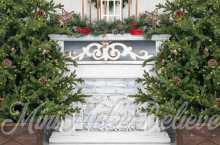 Natale Bianco Vintage Sfondo Camino in Mattoni Design by Mini MakeBelieve