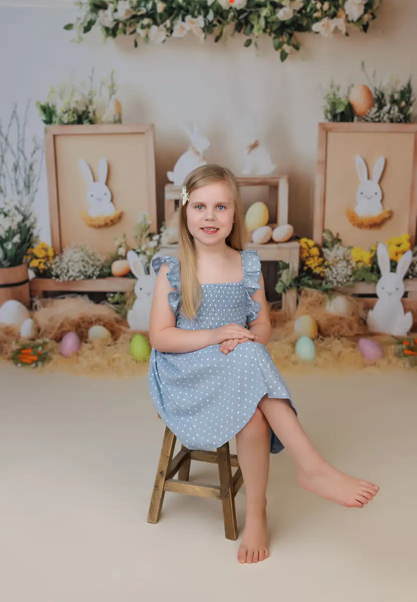 Kate Easter Bunny Floral Eggs Rustic Backdrop Designed by Patty Roberts