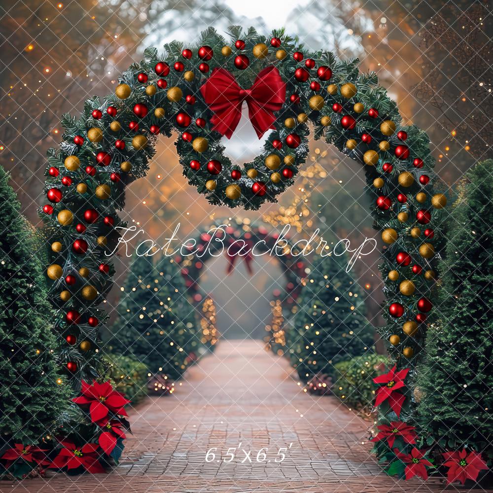 Kate Christmas Garland Arch Trees Pathway Backdrop Designed by Mini MakeBelieve