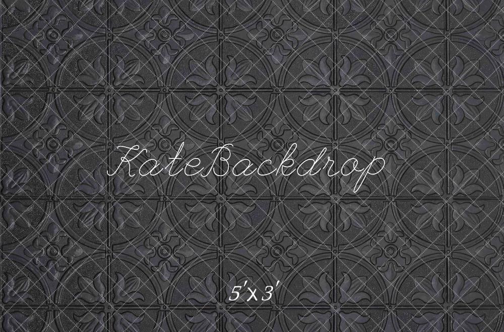 Kate Black Embossed Retro Floor Printed Backdrop Designed by Mini MakeBelieve
