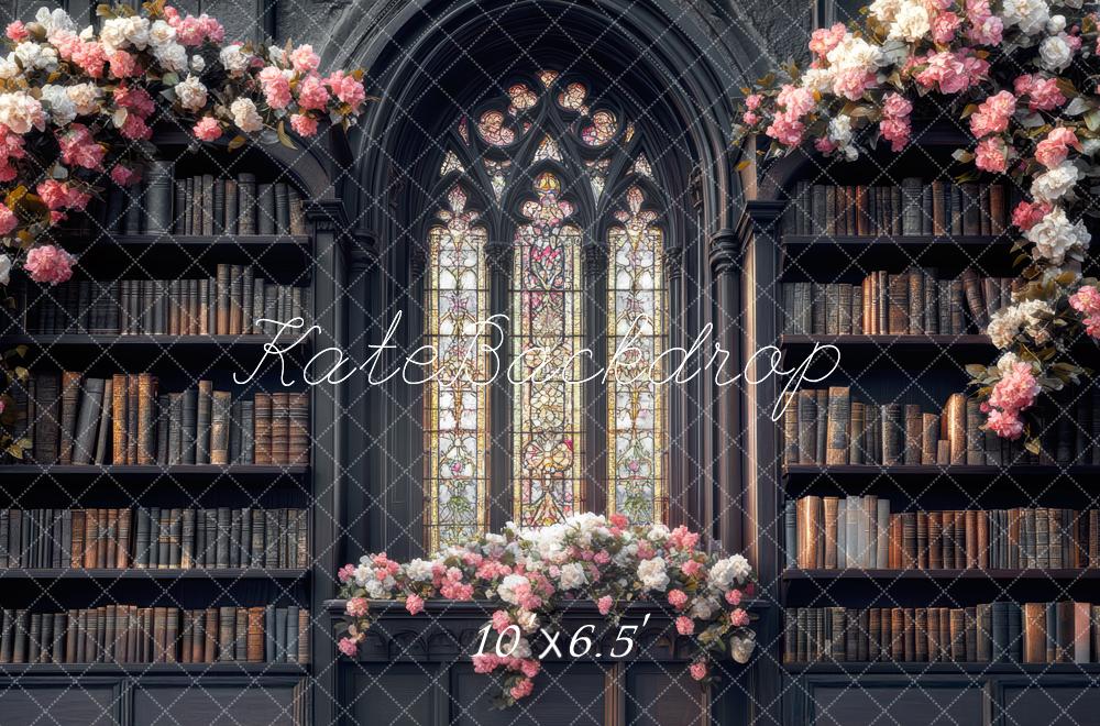 Kate Halloween Gothic Library Floral Backdrop Designed by Mini MakeBelieve