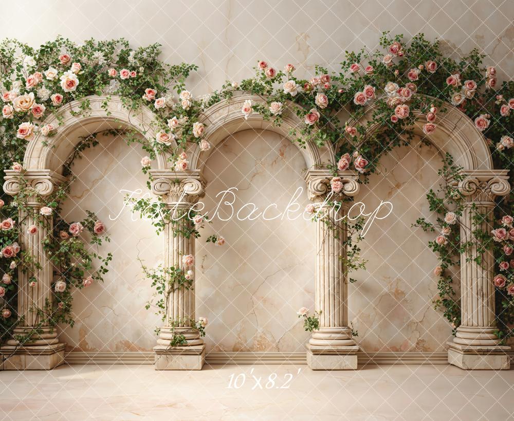 Kate Spring Flower Arch Columns Roses Backdrop Designed by Emetselch
