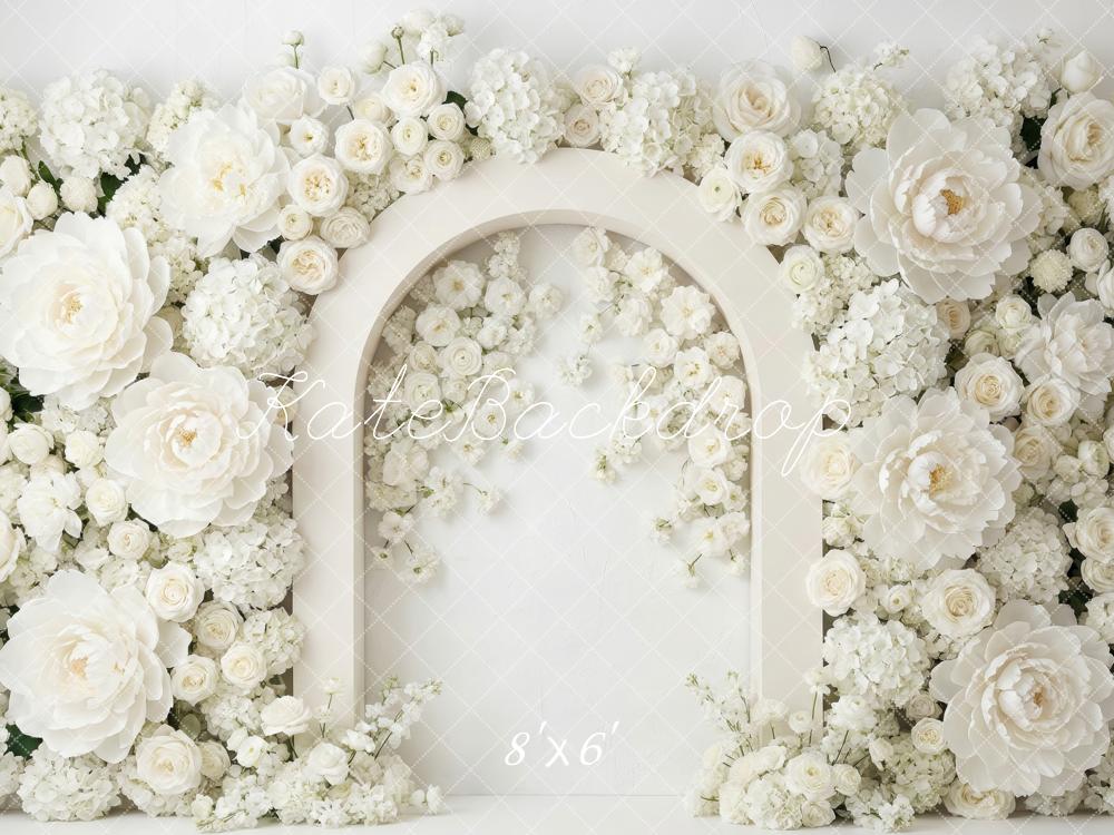 Kate Mother's Day Flower Arch White Roses Peonies Printed Backdrop Designed by Patty Roberts
